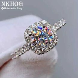 Wedding Rings Real Moissanite 925 Sterling Silver Ring For Women Square Round 1CT 2CT 3CT Brilliant Diamond Finger Band Jewellery Gift Q240514