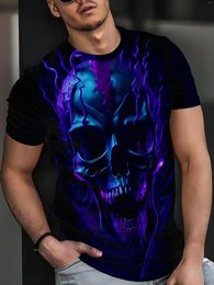 Men's T Shirts Vintage Horror Skull 3d Print T-shirt Summer Classic Casual O Neck Short Sleeve Fashion Loose Oversized Tops Tee Shirt Men