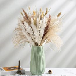 Decorative Flowers 89Pcs Dried Pampas Grass Decor White Leaves Reed Tail Fluffy Bouquet For Flower Arrangements Boho Wedding Home