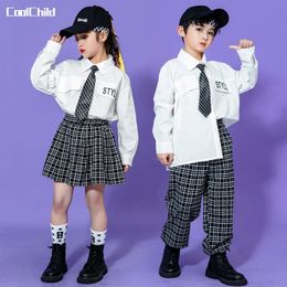 Boys School Uniform Shirt Tie Pants Chorus Team Girls Plaid Skirt Spring Outfits Child Preppy Student Costume Kids Clothes Sets 240516