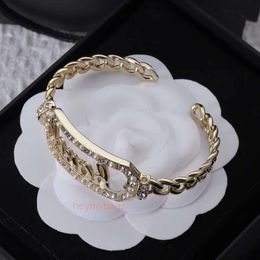 designer bracelet gold bangle channelism Wind Letter Water Diamond Twisted Plate Adjustable Open Bracelet Brass Fashion 3XHB