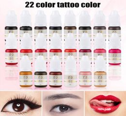 22 Colour Semi Permanent Makeup Eyebrow Inks Lips Eye Line Tattoo Colour Microblading Pigment Eyebrow Tattoo Inks6862290