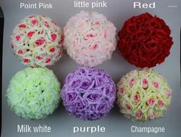 Decorative Flowers 6"/15 CM Artificial Rose Silk Flower Kissing Balls Christmas Ornaments Birthday Wedding Party Decorations Supplies