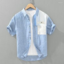 Men's Casual Shirts 2024 Summer Linen Short Sleeve For Men Fashion Loose Digital Printing