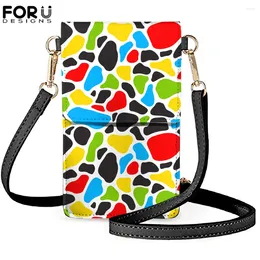 Shoulder Bags FORUDESIGNS Touchable Crossbody Cellphone Purse For Women Colorful Cow Pattern Print Lady Phone Bag Sac