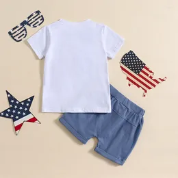 Clothing Sets 4th Of July Toddler Boy Outfit American T Shirt Shorts Stars Flag Fourth Vintage Summer Clothes