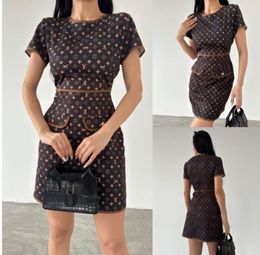 new Summer top women's fashion designer dress casual Fashion Sexy printed full of logos splicing with buttons slimming business office dresses