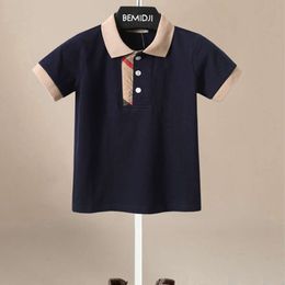 Качество Baby Boy Kids Polo Рубашка для летних с коротким рукавом, хлопок, выключение воротника Pure Color Sport Holiday Boys Рубашки наряды L2405