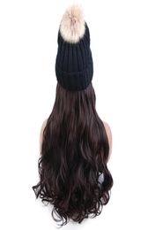 BeanieSkull Caps Skiing Winter Hats Hair Wig Beanie Attached Hat For Girl Hang Out Natural Cotton Made Ladies Knitted HatBeanieS1258099