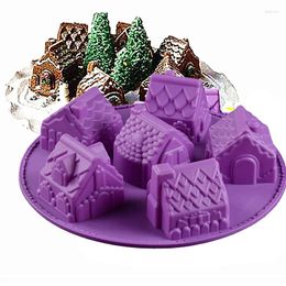 Baking Moulds Silicone 3D Christmas Gingerbread House Cake Mold Chocolate For Houses Decorating Cookie Bakeware Mould Tools