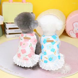 Dog Apparel Summer Pet Princess Skirt Cotton Clean Fresh Style Printed With Romantic Flower Home Supplies Clothing