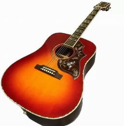 41 "Hummingbirseries rear board triple D abalone acoustic guitar in cherry sunburst