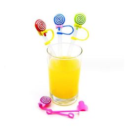 Drinking Straws Colorfs Flowers Fruit Sts Toppers Er Drink Soft Rubber Accessories Charms Dust Plug Drop Delivery Dhb4W