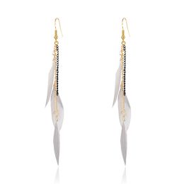 Charm Ethnic style womens flowing feather earrings trendy Bohemian style earring accessories