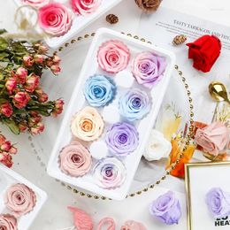 Decorative Flowers Natura Preserved Gradient Multicolor Rose Fresh Eternal Color Wedding Home Office Decoration Roses