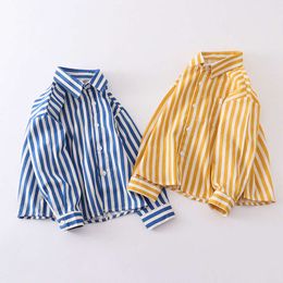 Boys Shirts Striped 2014 Spring Summer Casual Jackets for Kids Long Sleeved Children Blouse Cotton Design Baby Outfits Clothes L2405