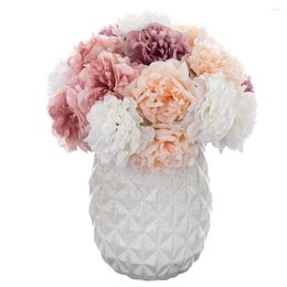 Decorative Flowers White Silk Hydrangeas Artificial Wedding For Home Bride Hand Blooming Peony Fake Decor Boda