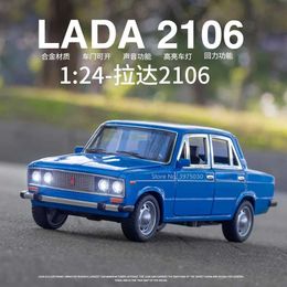 Diecast Model Cars 1/24 LADA 2106 alloy proportion car model die cast car toy with a series of car toys with sound and light suitable for boys birthday gifts children WX
