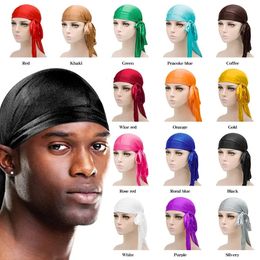 Elasticity Baotou Cap Hair Bands Simulation Silky Durag Long Tail Pirate Hat Headband Turban for Children Kid Ribbon Accessories 240515