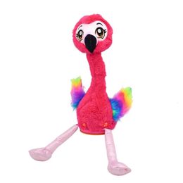 Flamingo Singing And Dancing Stuffed for Doll Repeat What You Said and Emit Colored Lights Toy USB Charging Battery E65D 240515