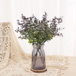 Decorative Flowers Artificial Plastic Plants Leaves Green Eucalyptus Long Branch Fake For Vase Garden Home Wedding Christmas Decoration