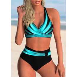 Push Up Bikinis Halter Swimsuit Women High Waist Swimwear Female Bathing Swimming Swim Suit Bathers Beachwear Ladies 240516