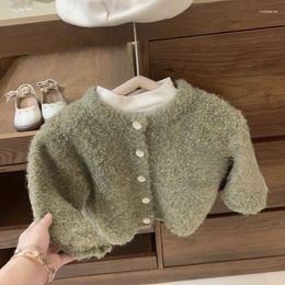 Clothing Sets Baby Clothes 2024 Autumn Winter Girl's Suit Knitted Sweater Bud Pants Two-piece Retro Cardigan Coat