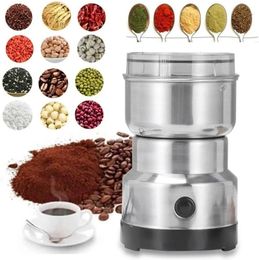 Electric Grinder Four Edged Blade Kitchen Cereal Nuts Beans Spices Grains Machine Multifunctional Home Coffee 240429