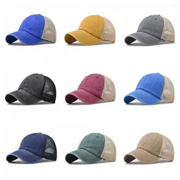 Ball Caps UV Protection Baseball Cap Vintage Breathable Washed Cotton Mesh Denim Visor Hip Hop Women