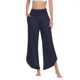 Women's Pants Soft Comfort Women 2024 Comfortable Yoga Belt Pocket Irregular Sports Wide Leg Trousers For Y2k