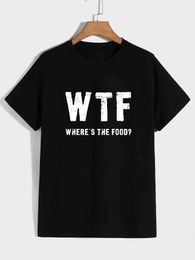 Women's T-Shirt Summer New Womens Short-slved T-shirt with Funny WTF Letter Print Perfect for Casual Sports Mens Wear and Breathable Top T240515