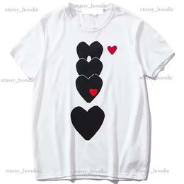 Play Male commes des garcon And Long Sleeve T-Shirt garcon Designer Embroidered Red Heart Love Black And White Stripes Loose Short Sleeve Plus c2f1