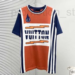 Men's T-Shirts Designer Flame Knitted Short sleeved T-shirt Embroidered Jacquard Short-Sleeved Cotton Mens T Shirt Orange vintage sportswear Tees Men FAEZ
