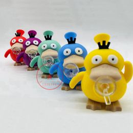 Colorful Duck Silicone Glass Bong Hookah Shisha Smoking Waterpipe Bubbler Pipes Filter Funnel Herb Tobacco Oil Rigs Bowl Portable Stand Design Cigarette Holder DHL