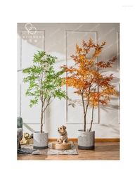 Decorative Flowers Artificial Plant Big Tree Maple Bionic Green Fake Trees Indoor Living Room And Shop Window Making Landscape Decoration