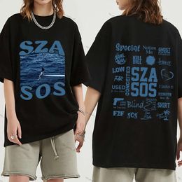 SZA SOS T shirt Designer T shirt Fashion SZA SOS Album Musik Baru Vintage Pria Wanita Longgar Grafis Hari Baik Hip Hop T Shirt Harajuku Streetwear Uniseks 935