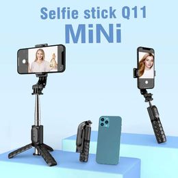 Selfie Monopods Portable selfie stick tripod with detachable wireless remote control expandable phone holder mini 4-in-1B240515