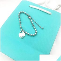 Beaded Heart Bracelet Female Strands Chain On Hand Stainless Steel Fashion Jewellery Valentine Day Christmas Gift For Girlfriend Accesso Dhnc1