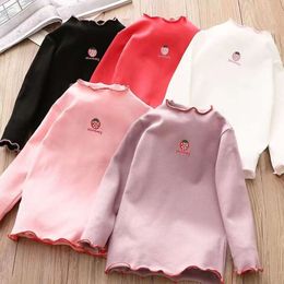 2023 Spring Girls T-shirts Candy Colour Tops for Kids Long Sleeve Children Tees Cotton Girl Underwear Toddler Blouse Clothing L2405