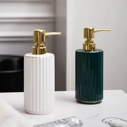 Liquid Soap Dispenser 370ml Golden-rim Decor Ceramic Shampoo Bottles Nordic Home El Bathroom Hand Sanitizer Empty Refill Sub-bottle
