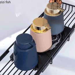 Liquid Soap Dispenser Simple Ceramic Portable Golden Press Pump Head Shampoo Bottle Hand Sanitizer Jar Lotion Bath Toiletries