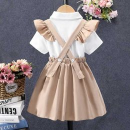 Girl's Dresses Academy style Dress Kids Girl Clothes Summer Short Sleeve Shirt+Skirt 3 4 5 6 7 Years Old Casual Cute Baby Girls Dresses