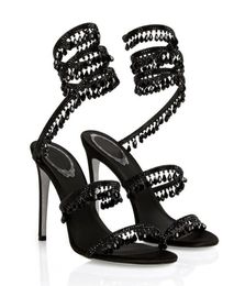 RenesCaovillas Women dress shoes Chandelier embellished leather sandals BLACK SANDAL HEEL1427898