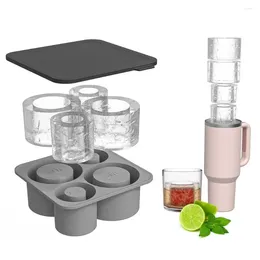 Baking Moulds Tumbler Ice Tray Bpa-free Cube With Lid For 20/30/40oz Tumblers 4 Cavities Refrigerator Ball Maker Mould Summer Cup
