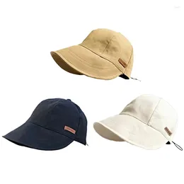 Visors Portable Foldable Wide Brim Sun Protection Hats Adjustable Drawstring Fisherman Cap Korean Style Fashion Summer Bucket Hat