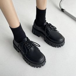 Dress Shoes Patent Leather Platform Oxford For Women 2024 Spring Autumn Casual Lace Up Flats Woman Black Chunky Zapatillas Mujer
