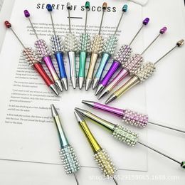 Broadcast Live of Electroplated Pearl Drill String Pen Manual Uv Plated Multi-color Ballpoint