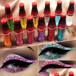 Eye Shadow/Liner Combination 12 Colors Shiny Eyeliner Liquid Lasting Glitter Powder Waterproof Nature Makeup Party Smoky Quick-Drying Dhjwn