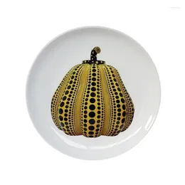 Decorative Figurines Pumpkin Hanging Plate Japanese-style Ceramic Colourful Dish For Home Decor House Background Exhibition Desk Display