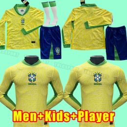Men+Kids Long sleeve 2024 2025 BrazilS soccer jerseys MARCELO PELE PAQUETA NERES COUTINHO FIRMINO JESUS VINI JR 24 25 BrasilS football shirt fans player version